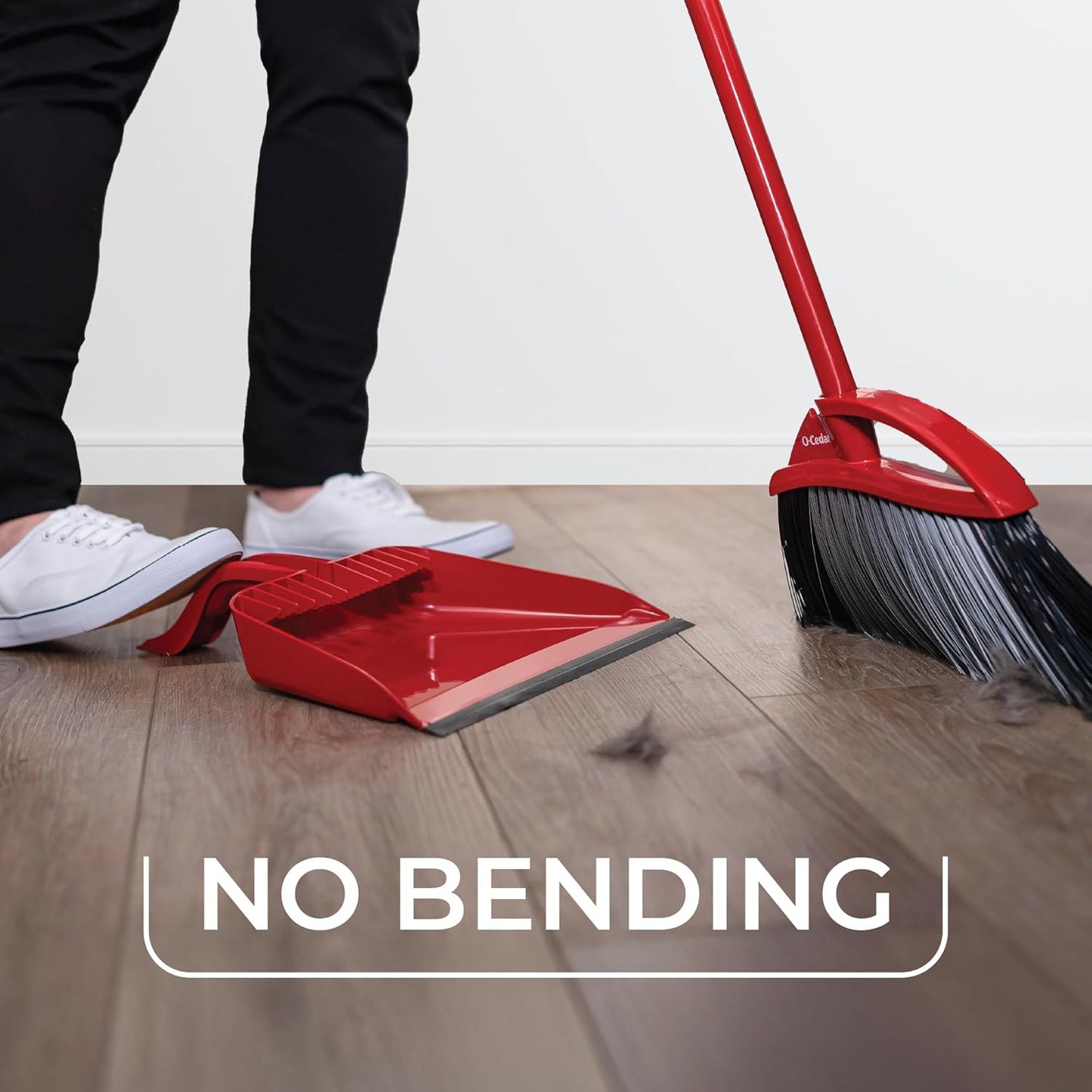 O-Cedar Pet Pro Broom with Step-On Dustpan | Remove 99% with One Sweep | Removes 3 Times More Pet Hair | Quiet Cleaning Tool for Cat and Dog Owners