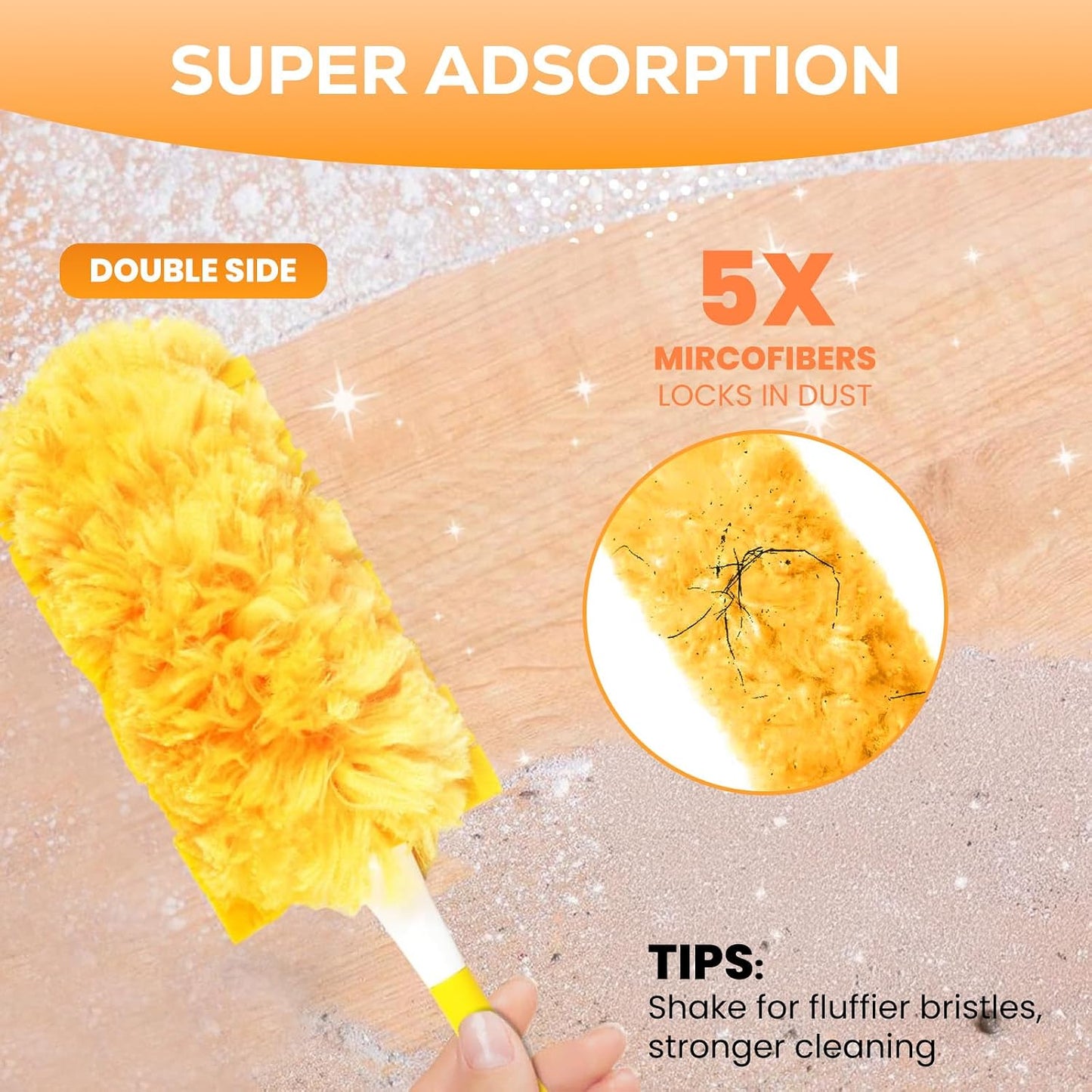 360° Duster Refills Kit 10Pcs+Handle, Multi-Surface 4X Power for PetHair Home Office Blinds Furniture