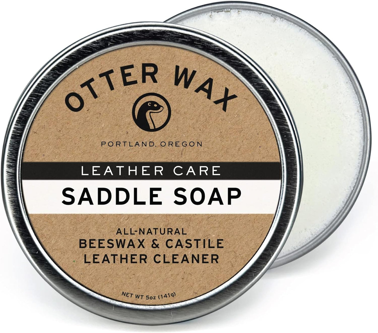 Otter Wax Saddle Soap | 5 oz | Sudsy & Nourishing Leather Cleaner for Furniture, Boots, Hats, Shoes, Tack & Bags | All-Natural & PFAS-Free Treatment | Made in Portland USA