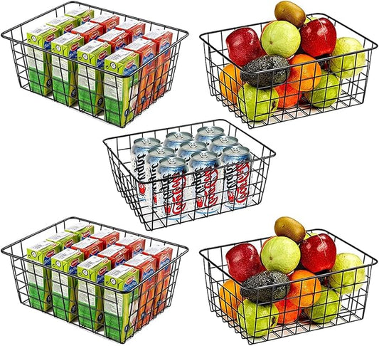 5 Pack Wire Storage Baskets, Premium Pantry Baskets by Unknown