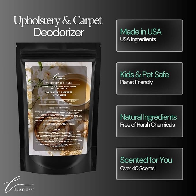 White Tea & Ginger Carpet Freshener Powder: Powerful Odor Eliminator - Image 6