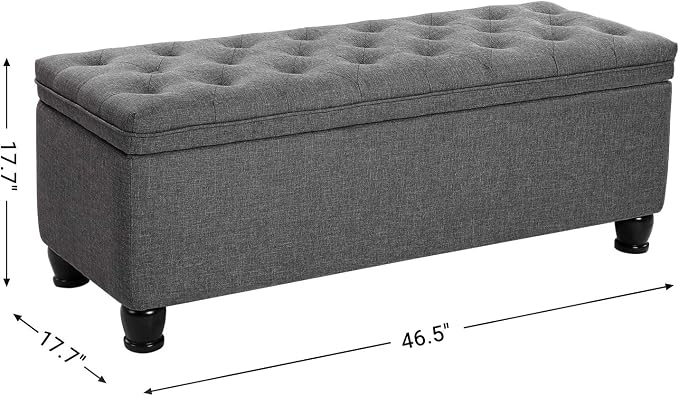 SONGMICS Storage Ottoman, Storage Bench, Tufted Entryway Bedroom Bench - Image 3