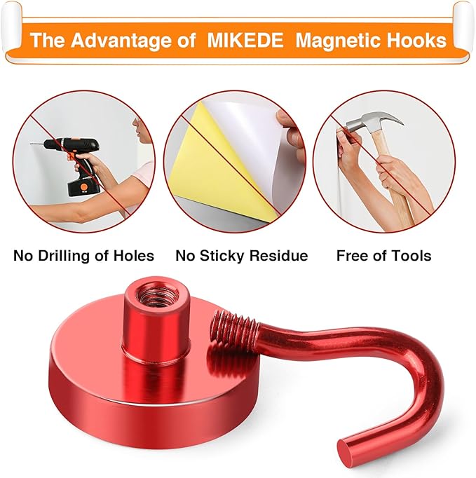 MIKEDE Magnetic Hooks Heavy Duty, 28LB+ Strong Magnets - Image 2