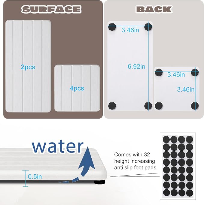 6PCS Fast Drying Diatomite Stone Sink Tray, Stone Drying Tray - Image 4