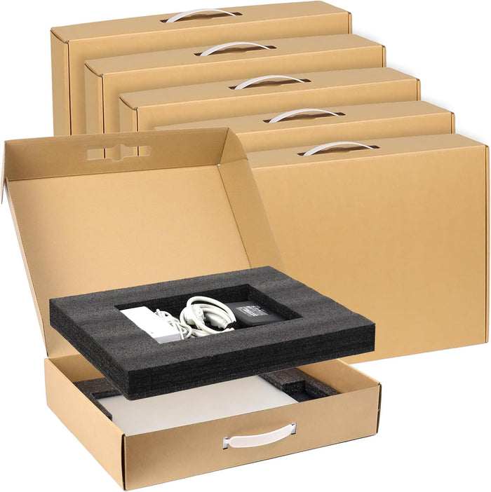 5 Pack Laptop Shipping Box with Foam, Secure Cardboard Laptop Box for Shipping, Fit Most 13-17 In Notebook Computer Packing