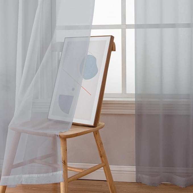 Chyhomenyc Light Grey Sheer Curtains 84 Inch Length 2 Panels, Light Filtering - Image 7