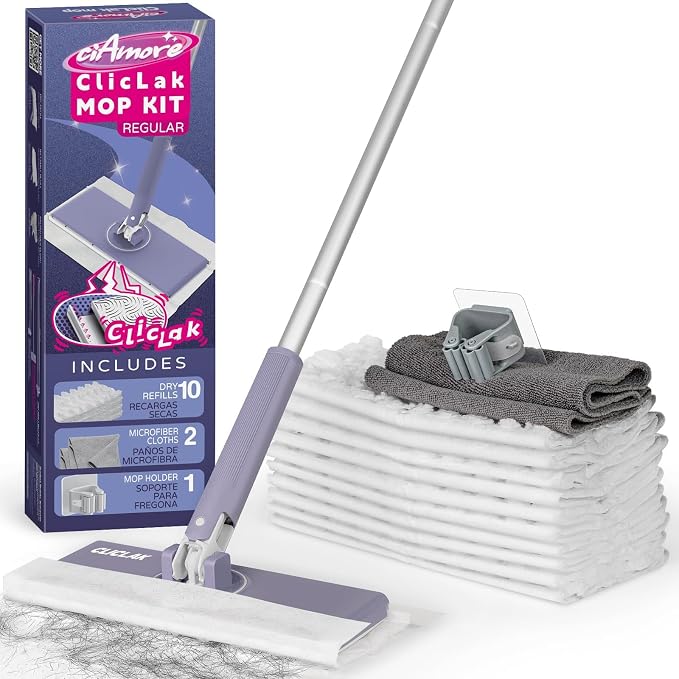 Sweeper Mop, Touch-Free Attach & Remove Cloth Instantly, Compatible by ClicLak