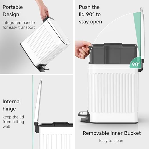 TIPGO Slim Bathroom Trash Can - Image 6