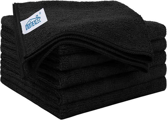 HOMEXCEL Black Microfiber Cleaning Cloth 6 Pack, 12.5 x 12.5 inch Microfiber by HOMEXCEL