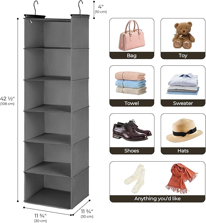 GRANNY SAYS 6 Shelf Hanging Closet Organizers and Storage, Collapsible Closet - Image 3