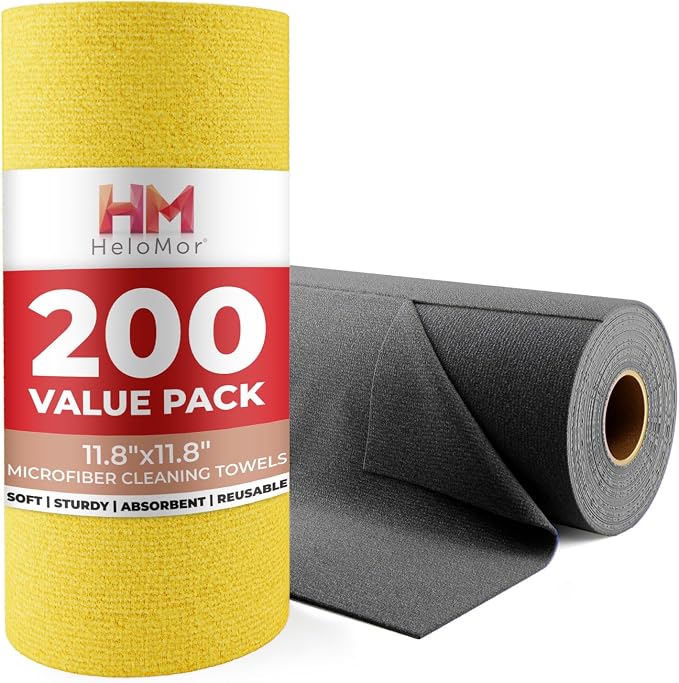 200 Pack Microfiber Cleaning Cloth Roll by HELOMOR