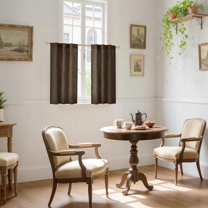 YoungsTex Brown Linen Curtains 40 Inch Length - Image 2