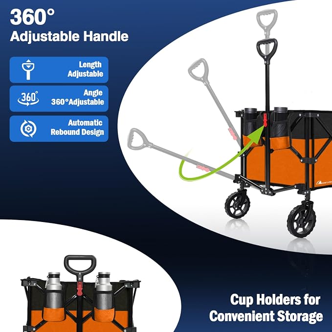 Moon Lence Collapsible Folding Wagon Cart Heavy Duty Folding Garden Portable - Image 3