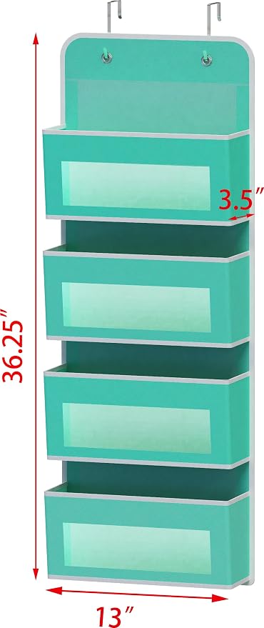 Simple Houseware 4 Clear Window Pocket Over Closet Door Storage Hanging - Image 2