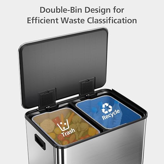 GarveeHome 60L/16 Gal Kitchen Trash Can, 2×8 Gal Pedal Trash Bin - Image 3