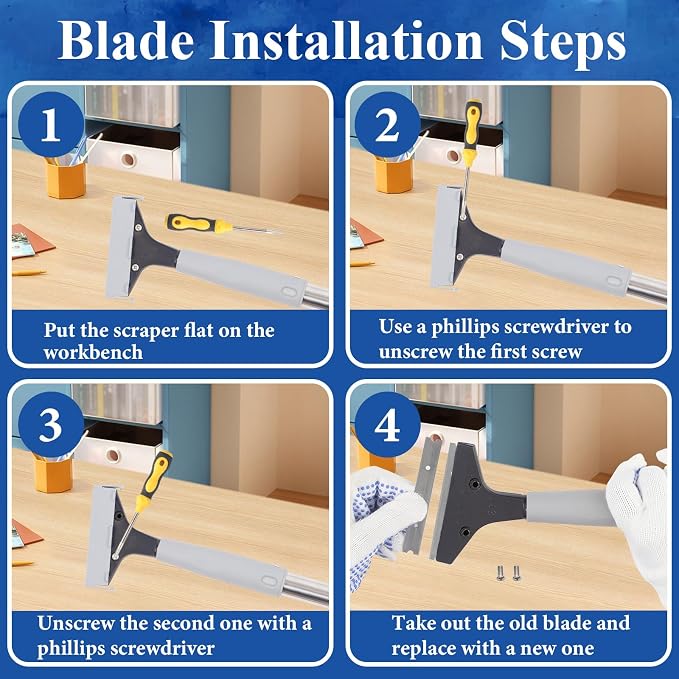 Floor Scraper Telescopic, 38 to 52in 4Inch Razor Blade Floor Scrapers Long - Image 8