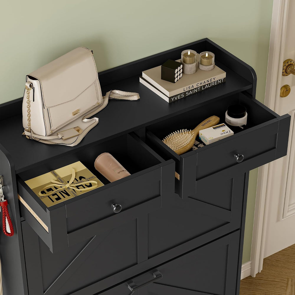 BORNOON Shoe Storage Cabinet for Entryway, Farmhouse Narrow Shoe Cabinet with...