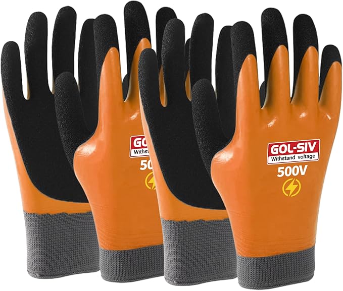 Electrical Insulated Gloves, 500V High Voltage Resistance Electrician Safety by GOL-SIV