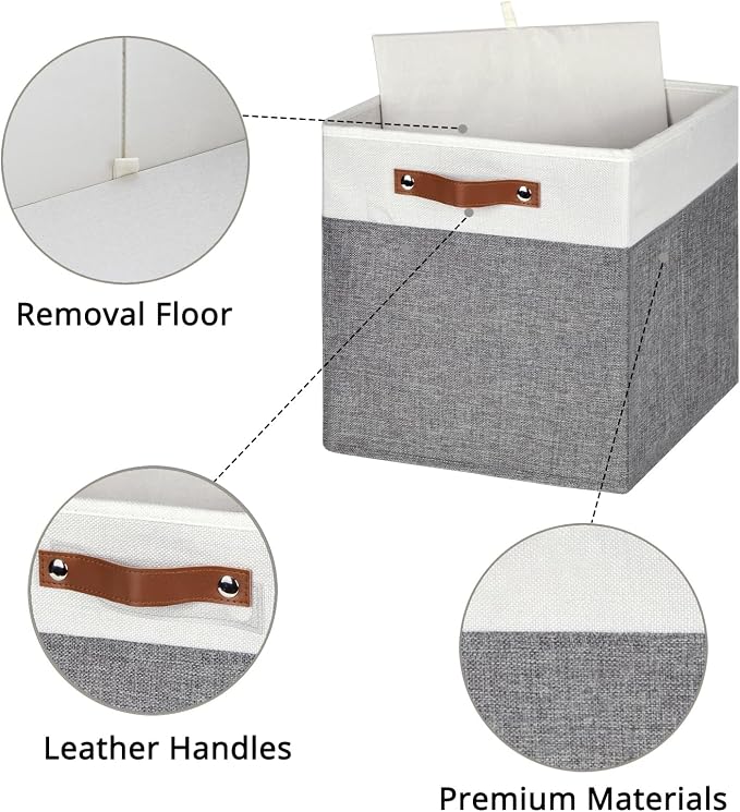 HNZIGE Foldable Storage Bins 13x13 Storage Cubes Set of 4 Fabric Linen Storage - Image 3