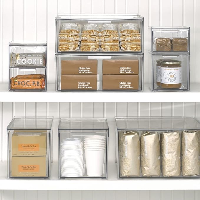 mDesign Plastic Pantry Organization and Storage Bin w/Pull Out Drawer - Image 2