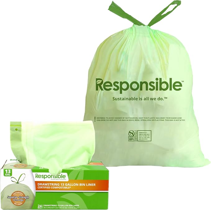 Responsible Products Kitchen Bin Liners, Certified Compostable, Heavy Duty - Image 6