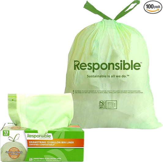 Responsible Products Kitchen Bin Liners, Certified Compostable, Heavy Duty by ResponsibleProducts%C2%AE
