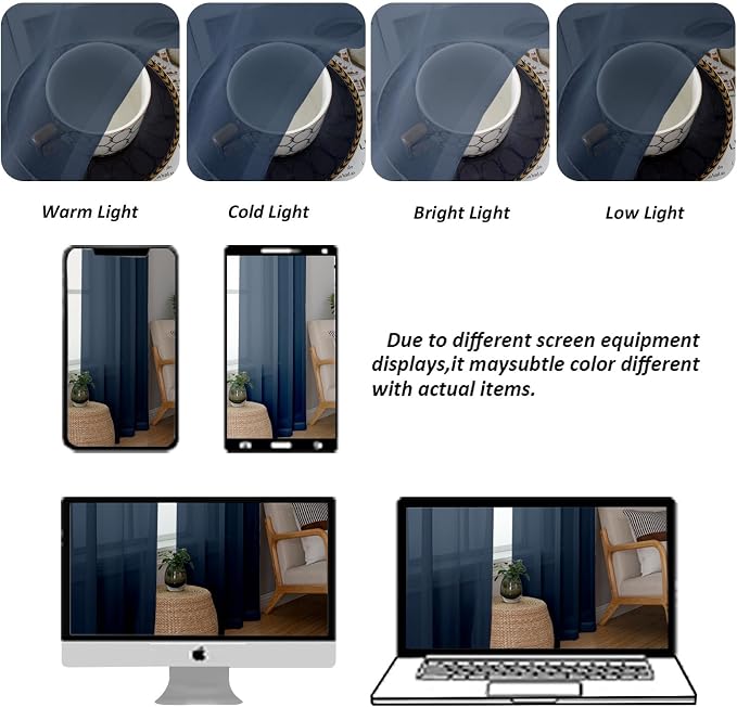 Chyhomenyc Navy Blue Sheer Curtains 84 Inches Long 2 Panels Set - Image 5