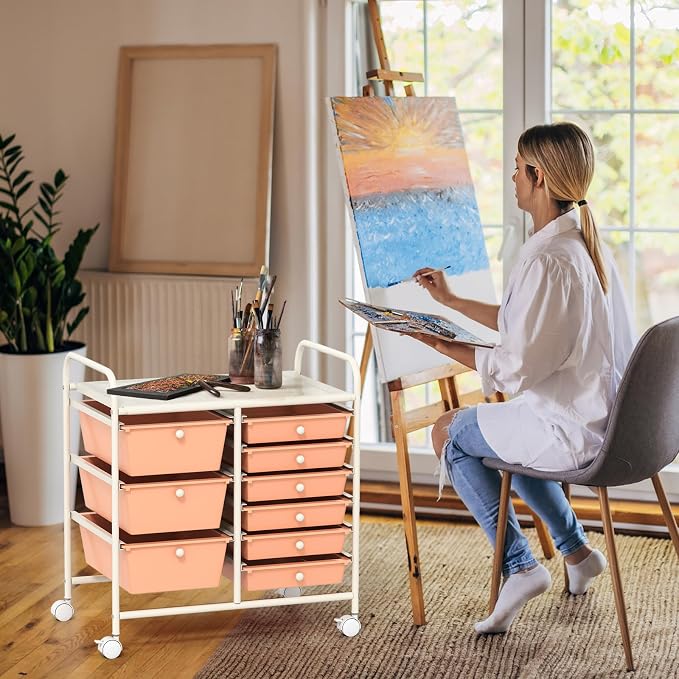 GOFLAME 9-Drawer Rolling Storage Cart, Mobile Utility Cart