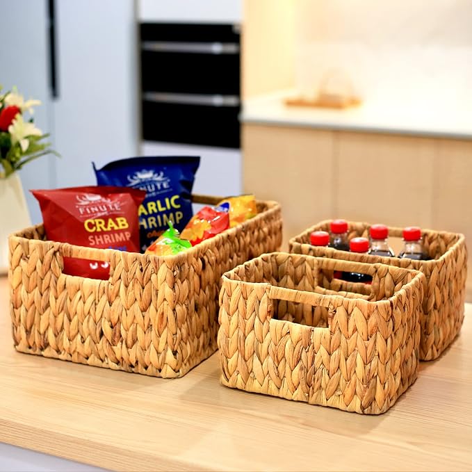 HOONEX Water Hyacinth Storage Baskets, Wicker Baskets - Image 2