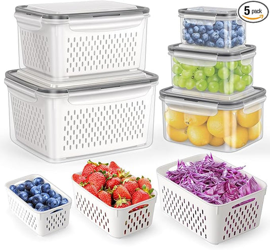 HOTEC 5-Pack Large Fruit Storage Container by Hotec