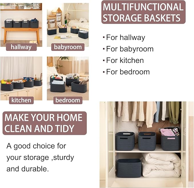 OIAHOMY 4 Pack Storage Baskets for Organizing, Cube Storage Bins for Shelves