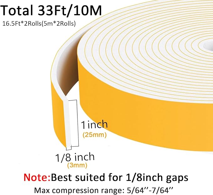 White Strong Adhesive Foam Sealing Weather Stripping, High Density Door - Image 5
