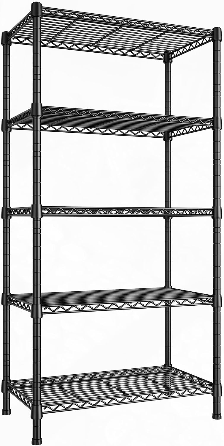 REIBII Wire Shelving Rack 5-Tier Metal Shelves for Storage Adjustable Garage ...