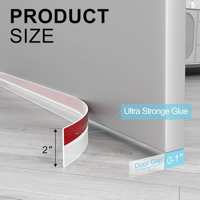 Heavy-Duty 36 ft x 2 in Weather Stripping, Extra Thick 2mm Door Draft Stopper - Image 2