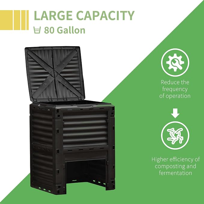 Outsunny Garden Compost Bin 80 Gallon Outdoor Large Capacity Composter Fast - Image 4
