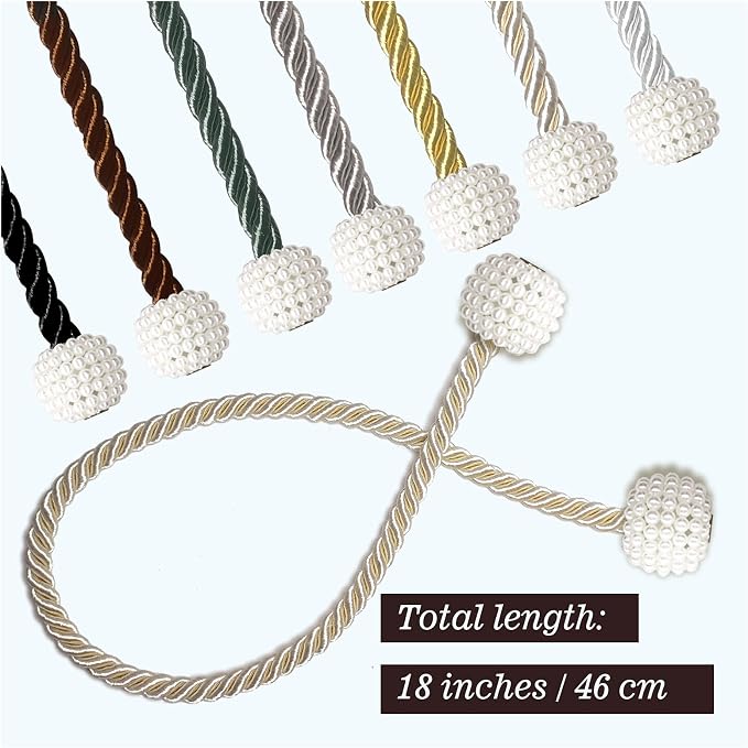 Hion Magnetic Curtain Tiebacks White 2pcs, Curtain Tiebacks Buckles Holdbacks - Image 7