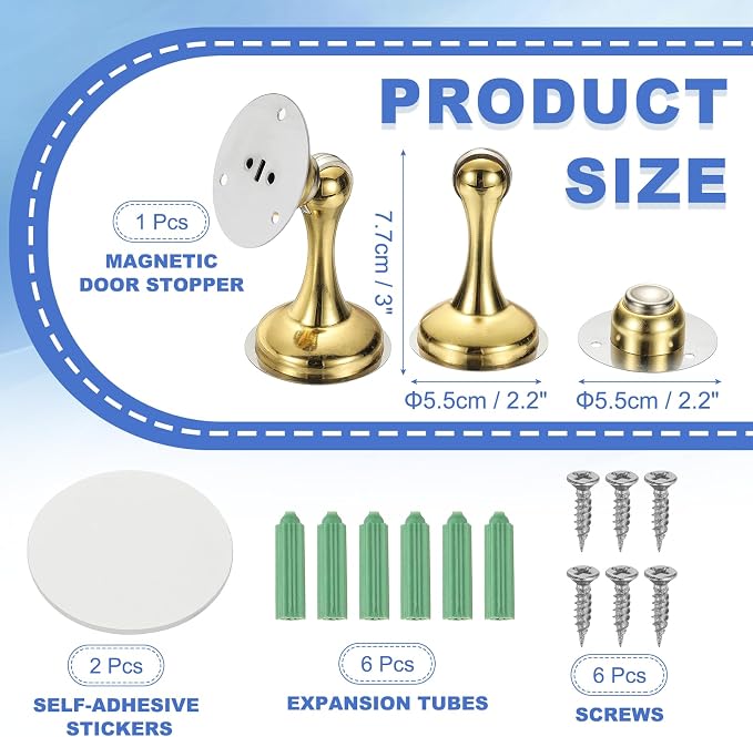 uxcell Magnetic Door Stopper, Stainless Steel Heavy Duty Door Holder, No - Image 2