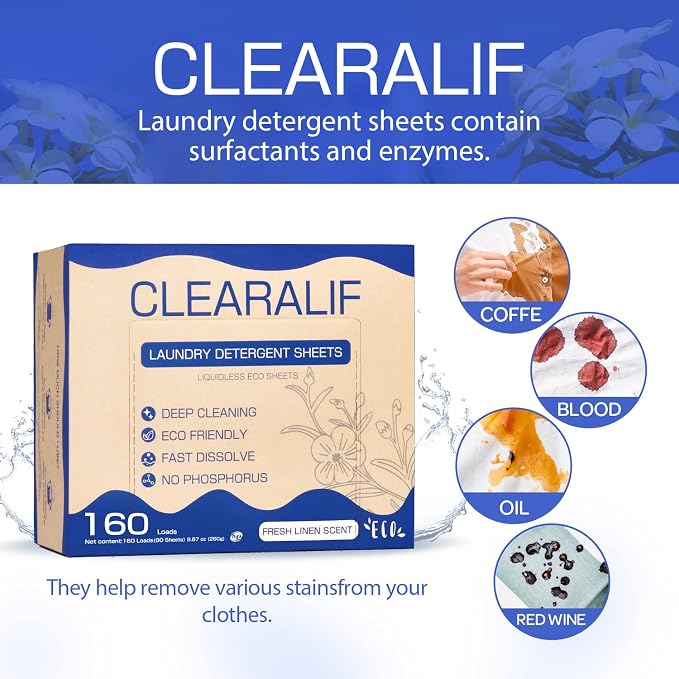 CLEARALIF Laundry Detergent Sheets Up to 160 Loads, Fresh Linen - Image 2
