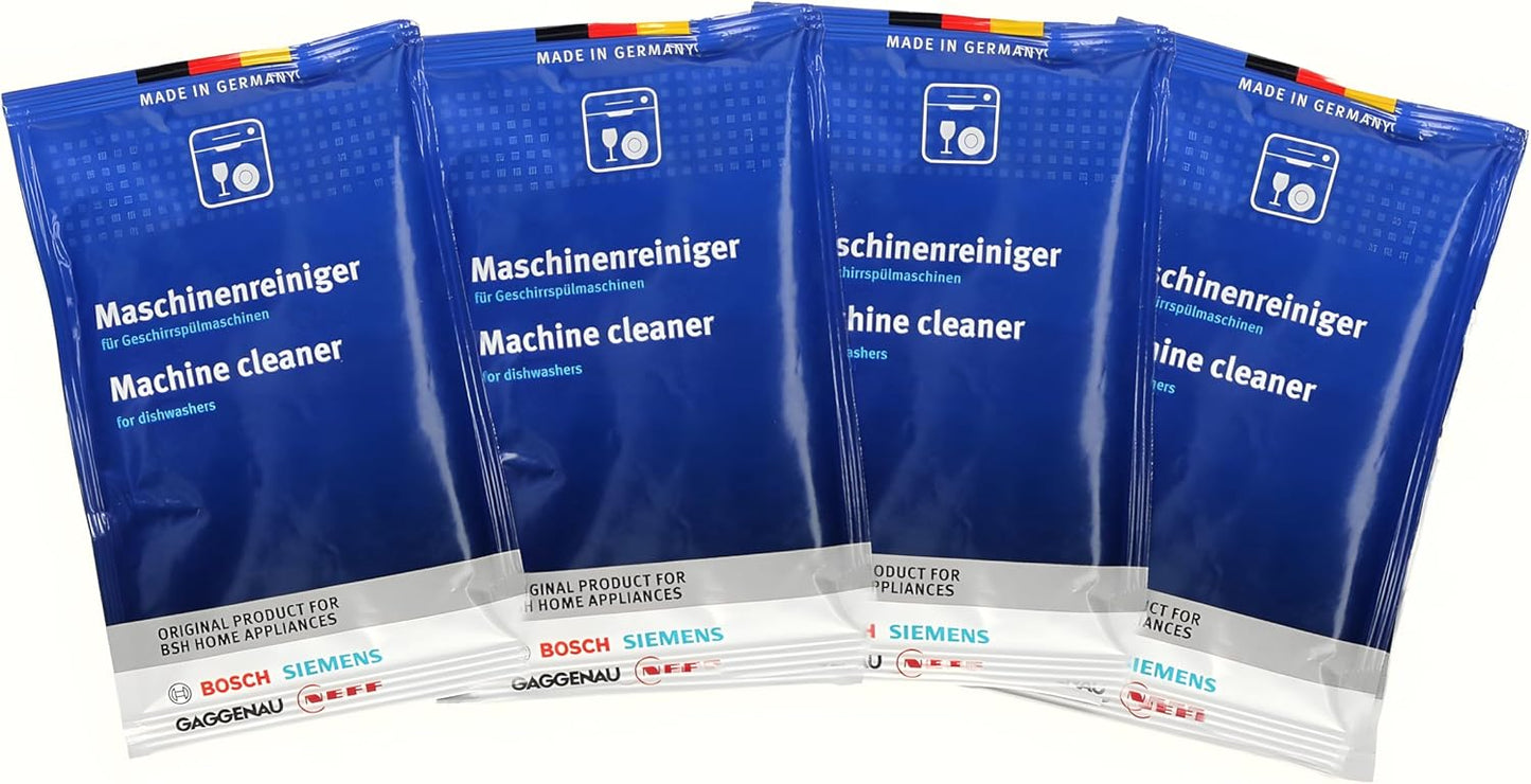 Bosch 312477 Dishwasher Cleaner – 1 Pack of 4 Bags (Total: 6.4 oz / 180g, Each 1.6 oz / 45g) – Removes Limescale & Grease | Improves Performance & Extends Appliance Life