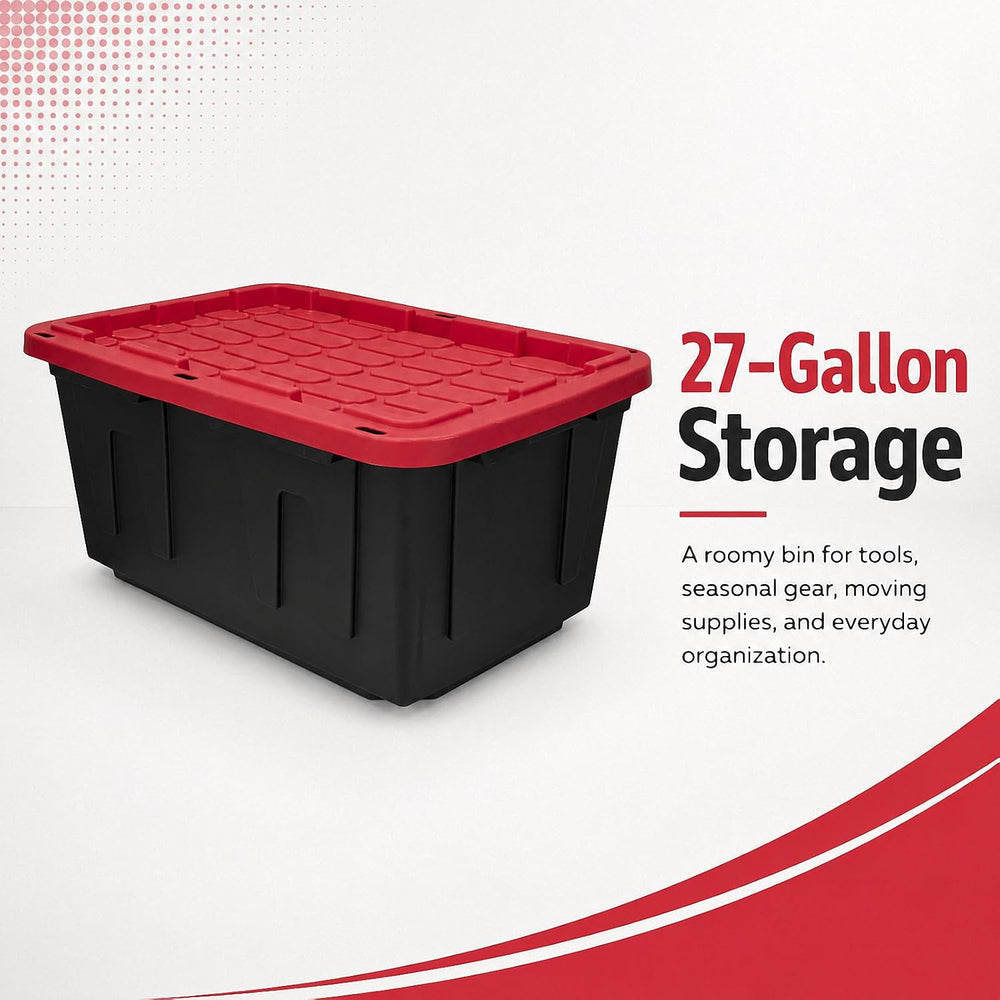 27 Gallon Heavy Duty Storage Bin 4-Pack Stackable Garage Tote for Racks