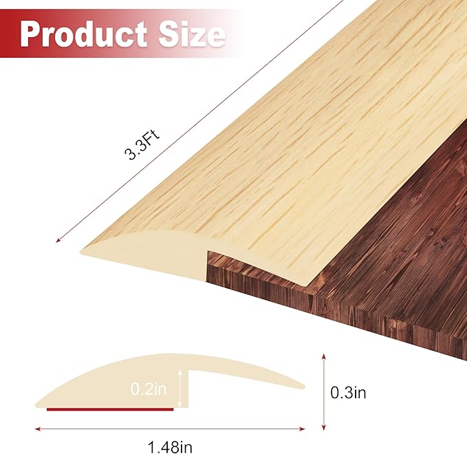 3.3Ft Carpet Floor Transition Strip, Self Adhesive Floor Edging Trim Strip - Image 2