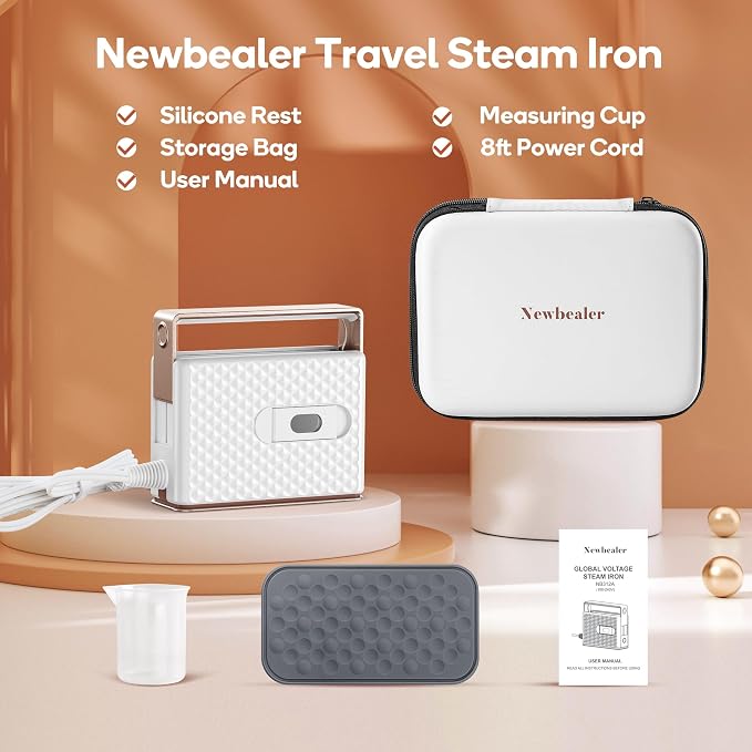 Newbealer Travel Steam Iron for Clothes, Global Voltage 100-240V Handheld - Image 9