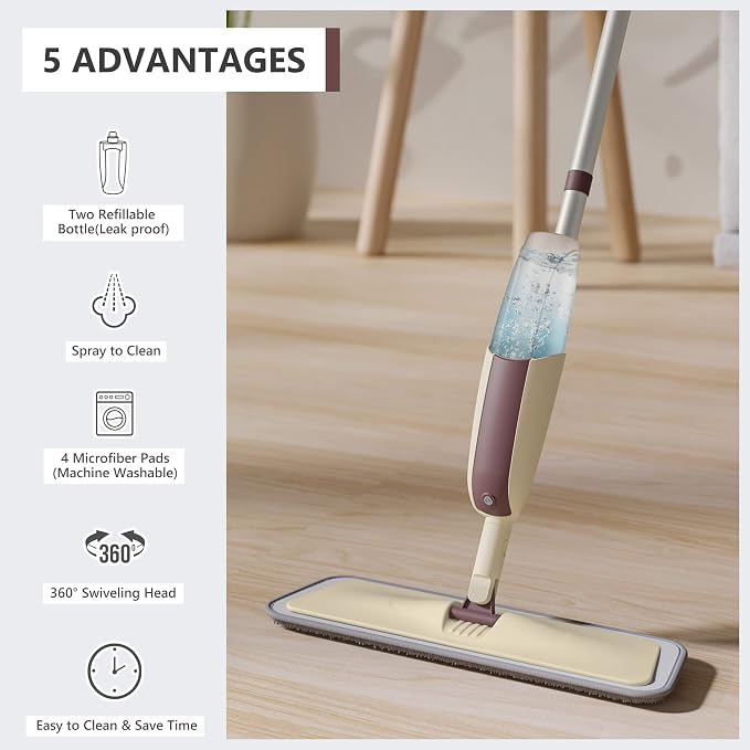 HOMTOYOU Spray Mop for Floor Cleaning: Wet Mop - Image 2