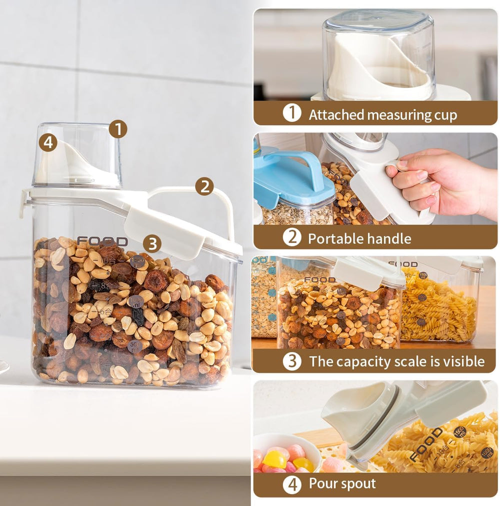 LANGMINGDE 3 Pieces Cereal Containers Storage, 51fl.oz/1.5L Compact Crystal C...