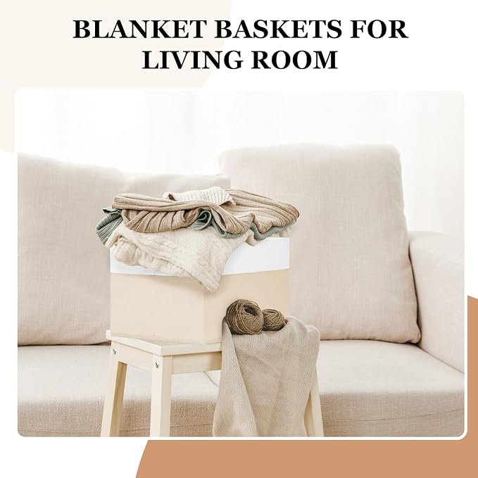 Criusia 8 Pack Large Storage Basket, Fabric Blanket Basket Living Room - Image 4