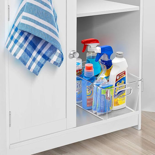 Sorbus 4 Pack Medium Clear Plastic Storage Bins, Refrigerator, Under Sink - Image 2