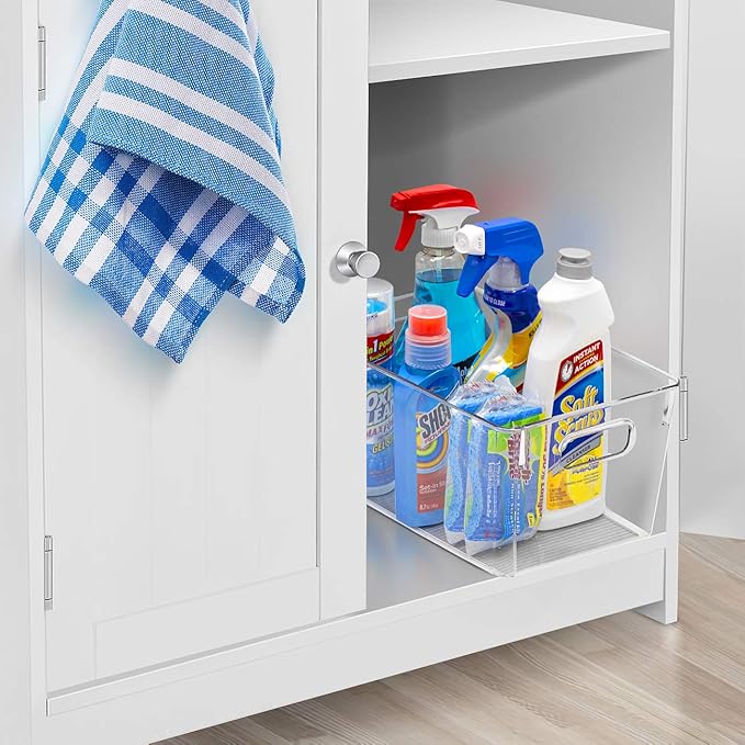 Sorbus 2 Pack Medium Clear Plastic Storage Bins, Refrigerator, Under Sink - Image 2