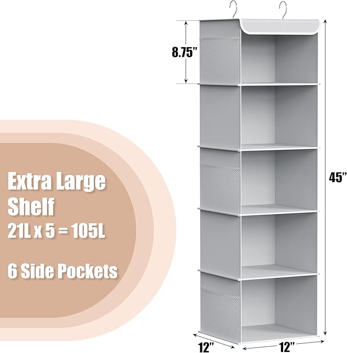 Simple Houseware 5 Shelf Hanging Closet Organizer - Image 3