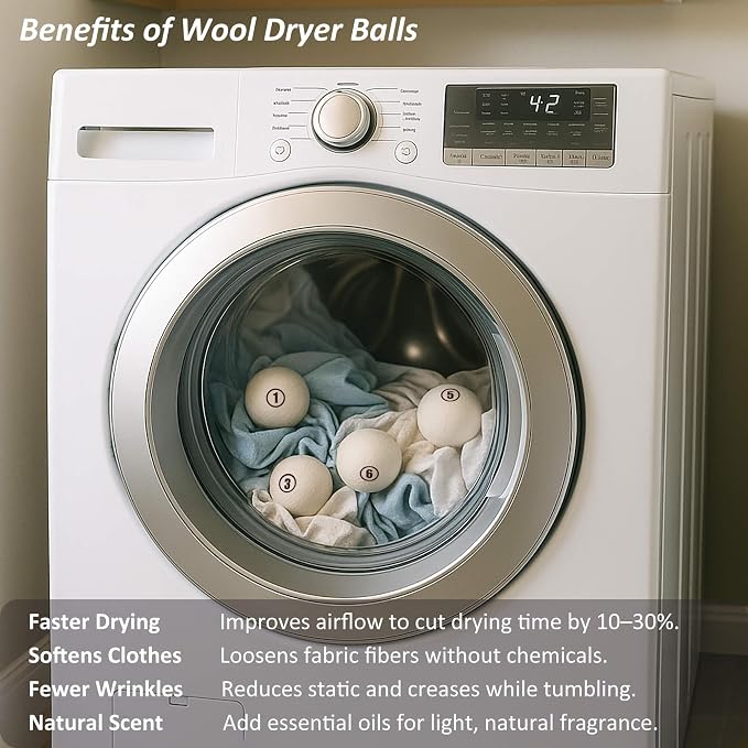 Sheep Wool Dryer Balls 4 Pack L Premium Natural Fabric Softener, Reusable - Image 3