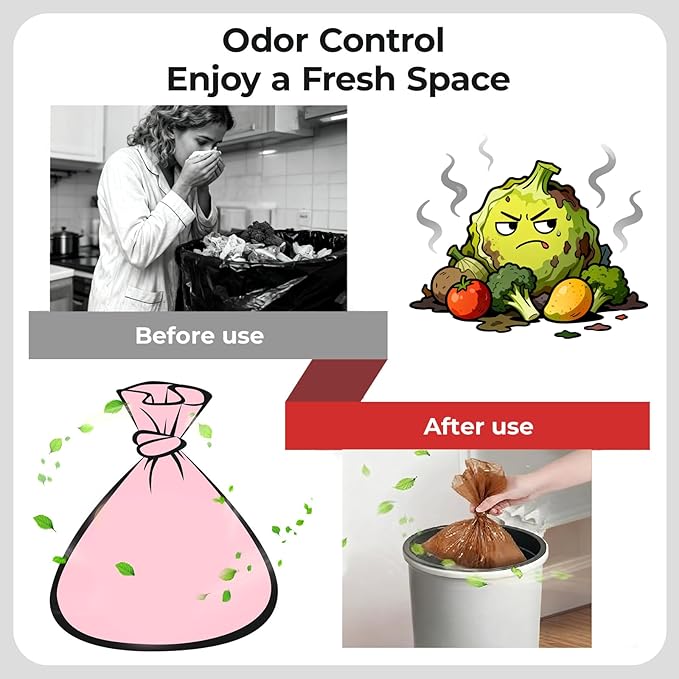 Odor Sealing Small Trash Bags Home & Food Use M-220 Count Disposable Bags - Image 3